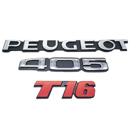 Conjunto de 3 logotipos de porta-malas Peugeot 405 T16