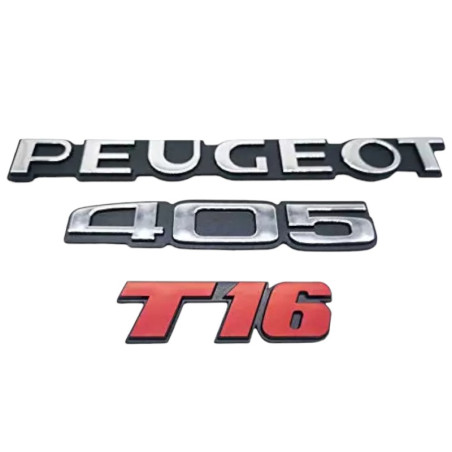 Satz mit 3 Peugeot 405 T16 Kofferraumlogos