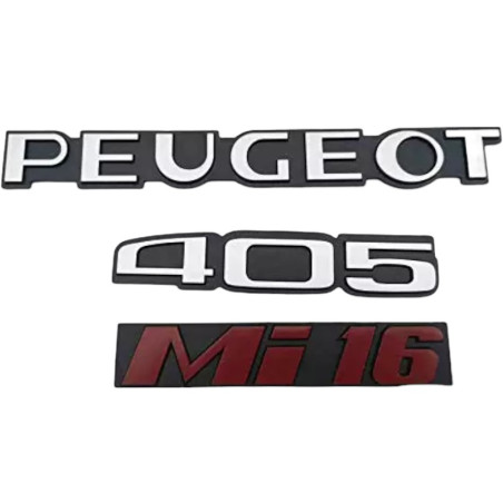 Peugeot 405 MI16 logotipos vermelhos para o porta-malas 405 fase 1