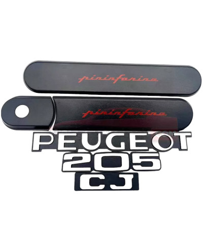 Paneles laterales traseros y logotipos Peugeot 205 CJ negro