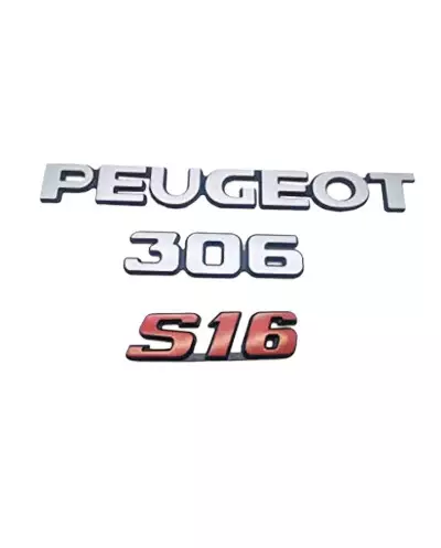Peugeot 306 S16 set van 3 logo's