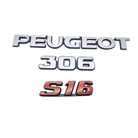Peugeot 306 S16 set di 3 loghi