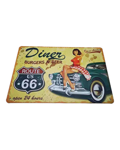 Metal plate Route 66 Burger 20x30
