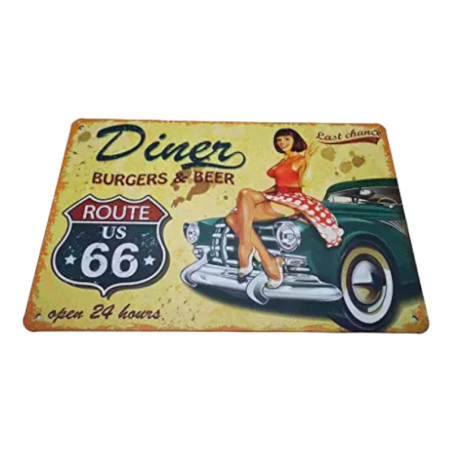 metal plate route 66 Burger 20x30
