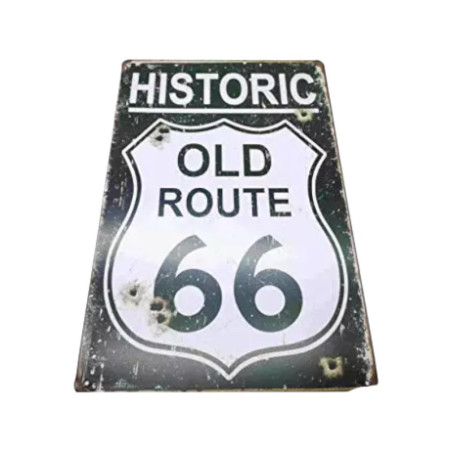 Placa de metal histórica Route 66 20x30