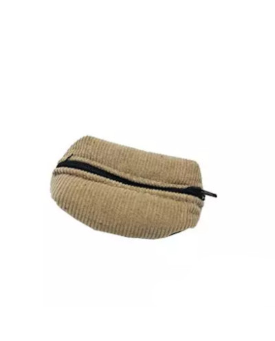 Beige ribbed coin purse