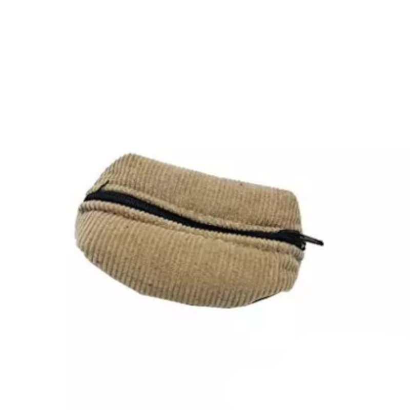 Beige Ribbed Coin Purse