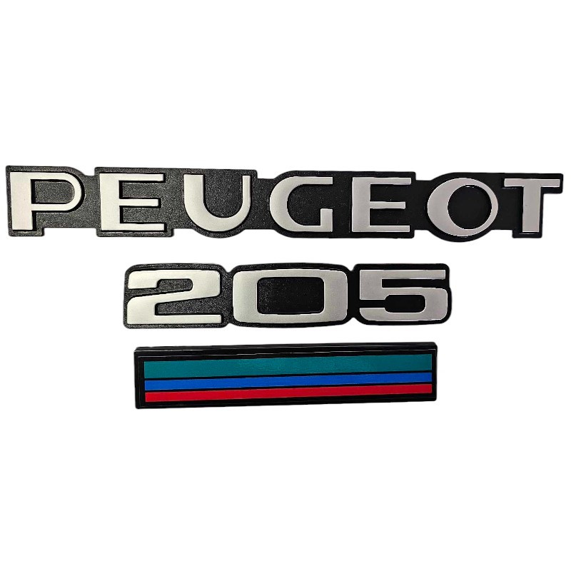 Monogramme Peugeot 205 Junior vert bleu rouge Logo Peugeot 205 Junior vert bleu rouge