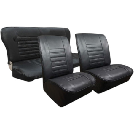 Tapizado completo de los asientos delanteros y traseros para Renault 4L negro imitación NM