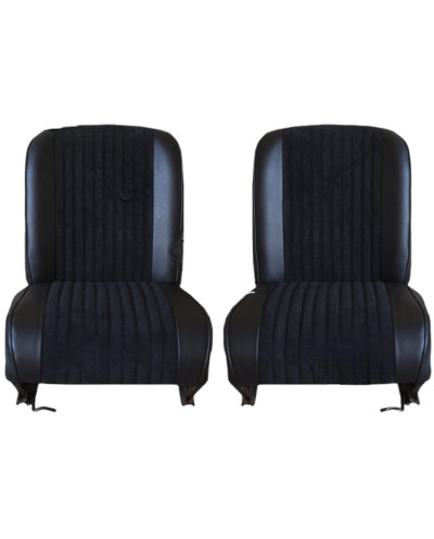 Front & rear seat upholstery in black ribbed fabric/comfortable fiat 500 black faux leather