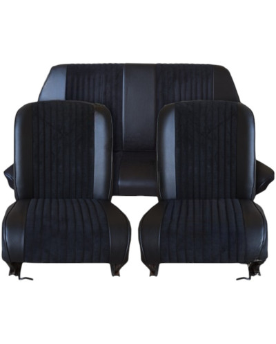 Front & rear seat trim in black ribbed fabric/fiat 500 black faux
