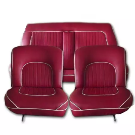 Garnitures sièges avant & arrière simili rouge passepoil blanc jaguar MK2