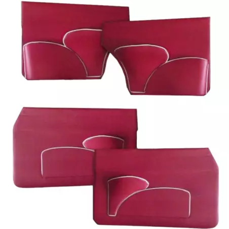 4 panneaux de portes simili rouge passepoil blanc jaguar MK2