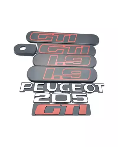 Custodes Peugeot 205 GTI 1.9 grise plus 3 logos