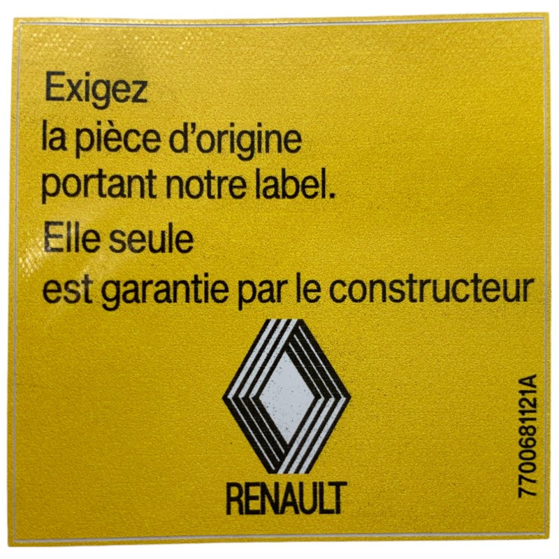 Autocollant Renault exigez la pièce d'origine pour Super 5 GT Turbo Résistante a l'usure