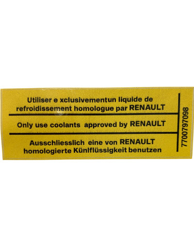 Renault R5/GT TURBO/16S Coolant Sticker