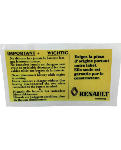 Renault Clio Williams 16S 16V battery sticker high quality resistor