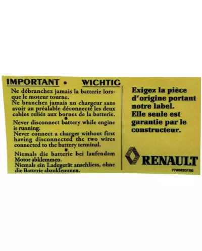 Adhesivo bateria Renault Clio Williams 16S 16V