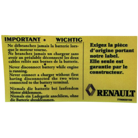 Adesivo de bateria Renault Clio Williams 16S 16V