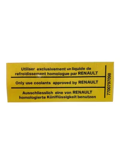 Renault 5 GT Turbo Super 5 R9 R11 R11 Turbo Clio Coolant Tank Sticker