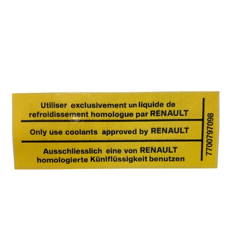 Autocollant Bocal De Refroidissement Renault 5 GT Turbo Super 5 R9  R11 R11 Turbo Clio