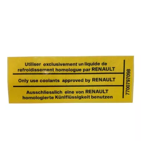 Autocollant Bocal De Refroidissement Renault 5 GT Turbo Super 5 R9  R11 R11 Turbo Clio