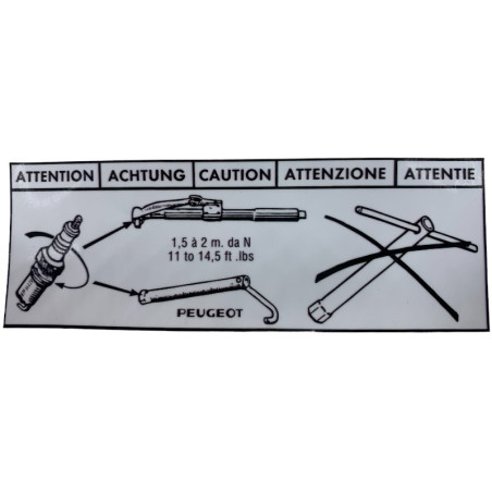Motoraufkleber Zündkerzenschlüssel Peugeot 104-204-205-304-309-405-504-604