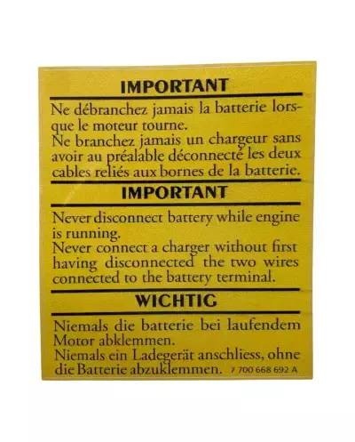 Renault importante Renault 5 Alpine Turbo Battery Sticker de R18 a R25