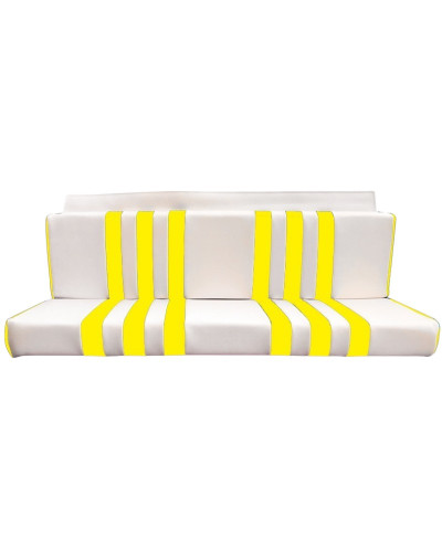 Rear seat upholstery Skaï white striped yellow for Citroën Méhari