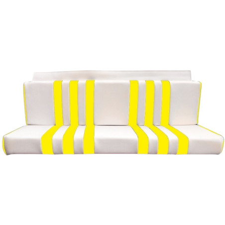 Rear seat upholstery Skaï white striped yellow for Citroën Méhari