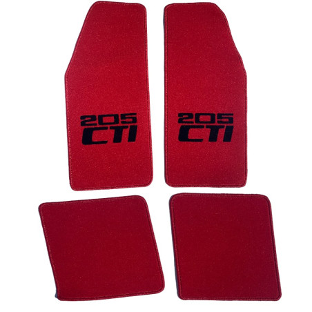 Red velvet floor mats for Peugeot 205 CTI