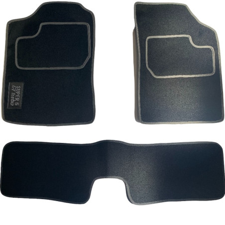 Renault Super 5 GT Turbo Black Velvet Floor Mats Grey