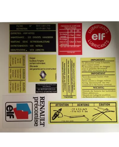 Autocollants Renault 5 Alpine Turbo compartiment moteur Résistance de haute qualité