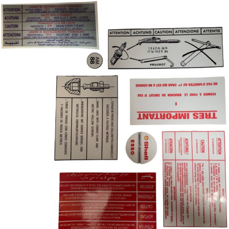 Peugeot 104 engine compartment stickers