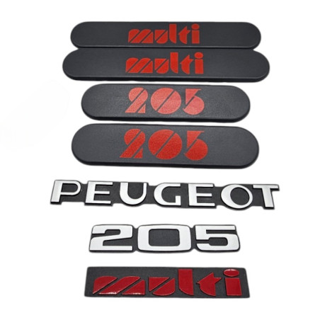 Kit completo Peugeot 205 Multi Custos com logotipos de porta-malas