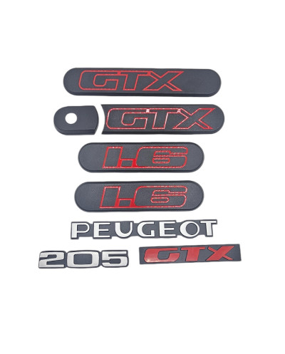 Custode Peugeot 205 GTX Kit completo ahuecado con logotipos + gorra