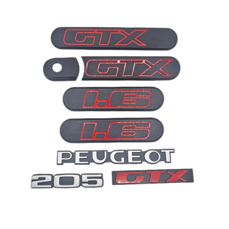 Custode Peugeot 205 GTX Kit completo ahuecado con logotipos + gorra