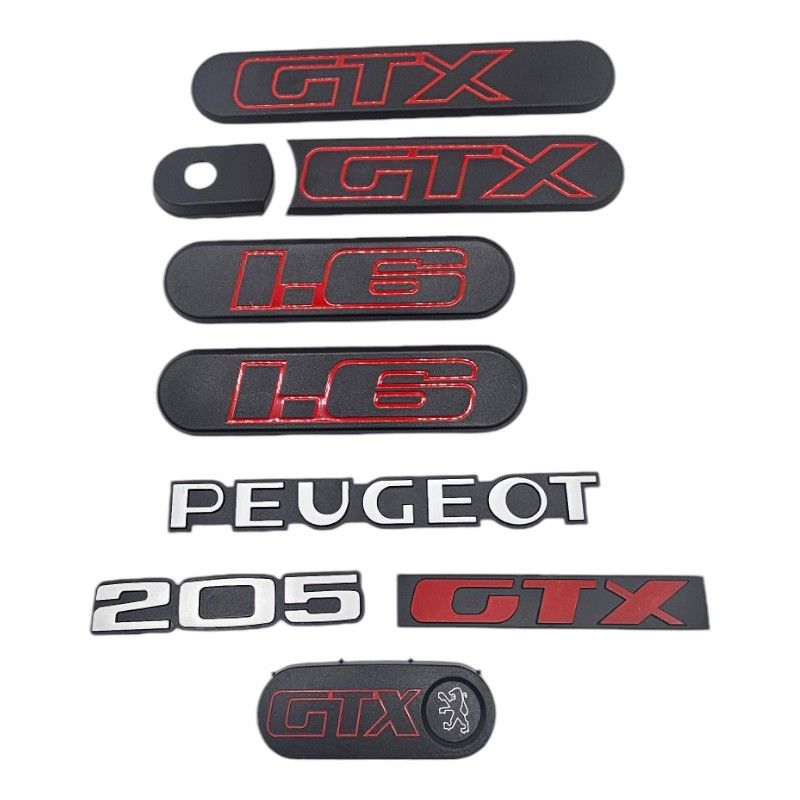 kit complet Custode Peugeot 205 GTX Creusé + logos +bouchon +centre de volant ph 1