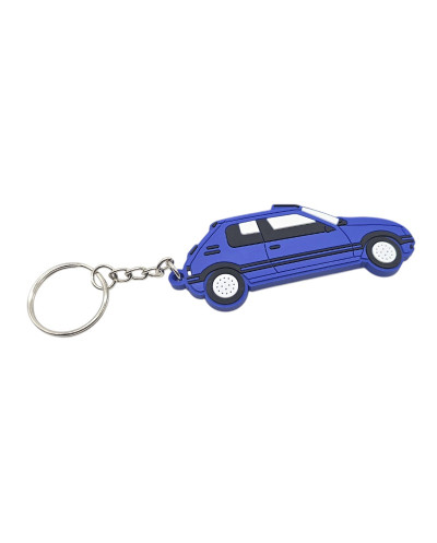 Porte clé Peugeot 205 GTI 1.6 bleue EN PVC SOUPLE