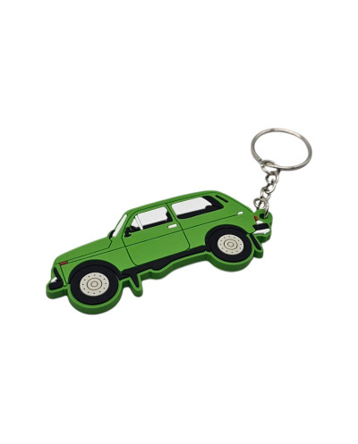 Porte clé LADA NIVA verte en pvc souple