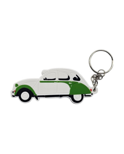 Porta-chaves Citroën 2CV branco e verde