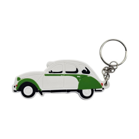 Porta-chaves Citroën 2CV branco e verde