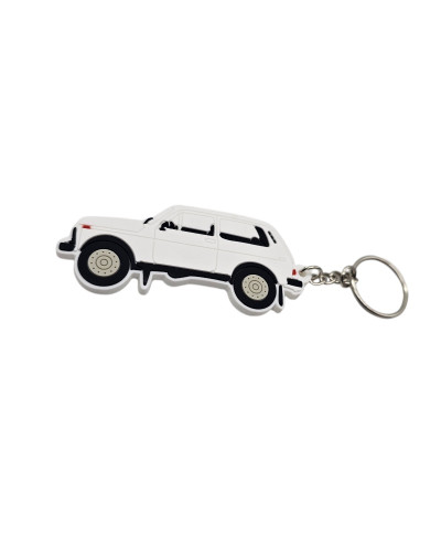 Porte clé LADA NIVA blanche en pvc souple