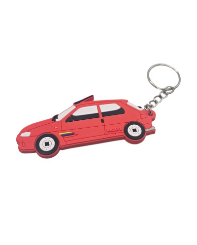 Porte Clé Peugeot 106 Rallye phase 2 de couleur rouge en pvc souple