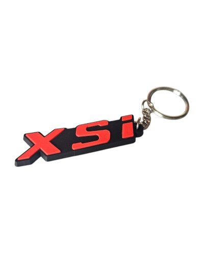 Porte clé XSI en noir et rouge pour Peugeot 306 XSI en pvc souple