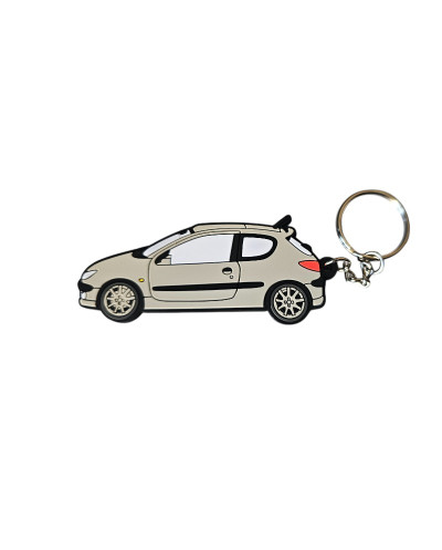 Grauer Peugeot 206 S16 Schlüsselanhänger aus weichem PVC