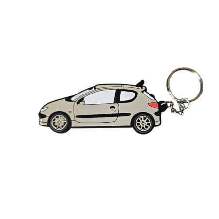 Gray Peugeot 206 S16 soft pvc keychain