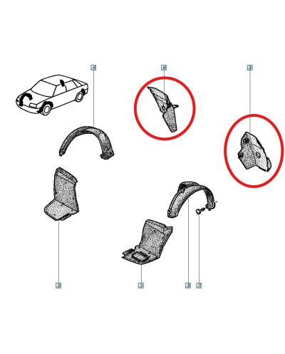 Paire pare-boues arrière (gauche et droit) pour Renault Clio 16S / 16V / WILLIAMS 7700802699 7700802700 pare boue