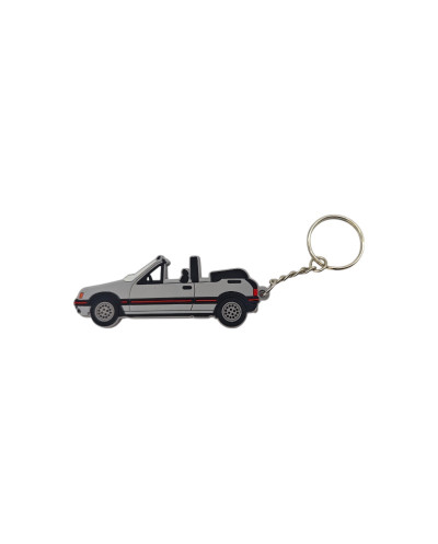 Porte clé Peugeot 205 CTI cabriolet couleur grise en matière souple keychain