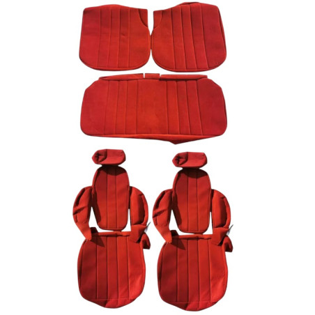 Full seat upholstery in red Renault 5 Alpine Turbo ribbed fabric.